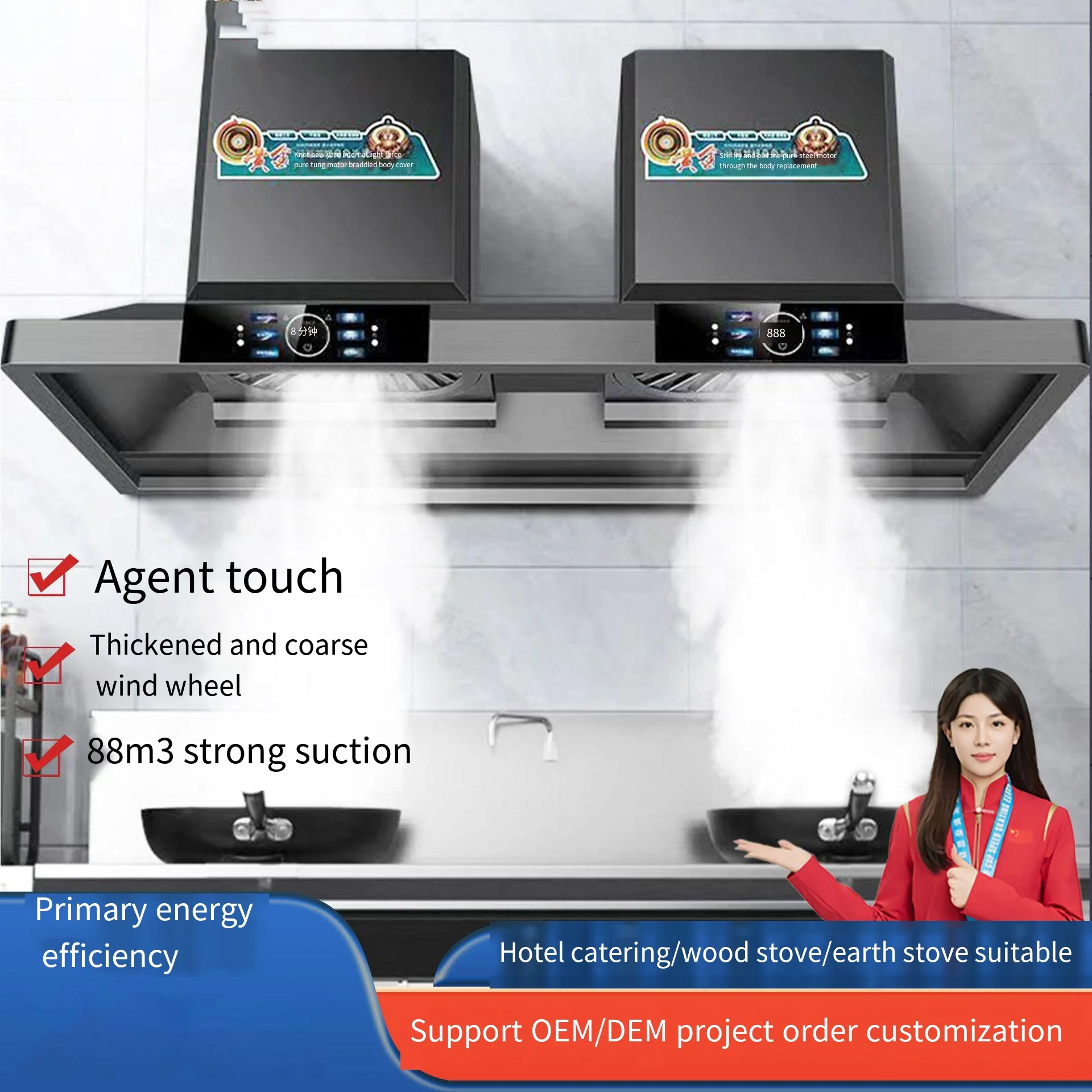 Commercial Kitchen Hood Design - -voor OEM 2000W afzuigkapbereik Modern nieuw