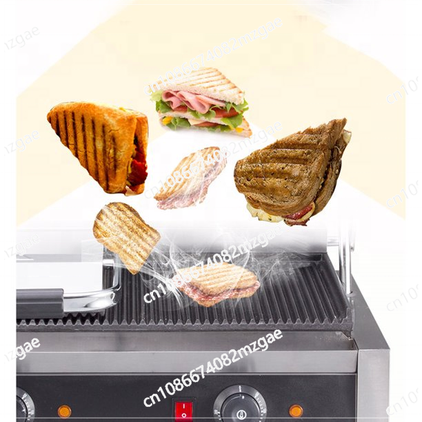 Commercial Kitchen Grill - Commerciële elektrische panini-grill met twee platen,