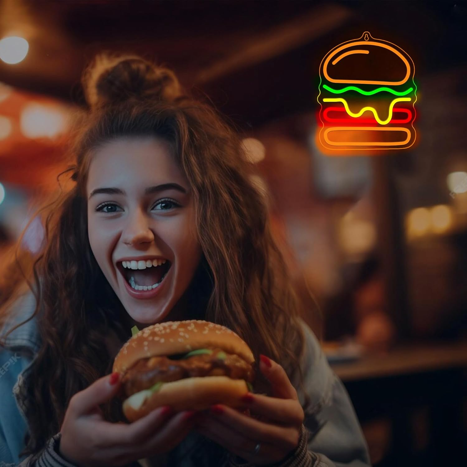 Burger Neon Sign met gelaagde  - Commercial Kitchen Light recensie en prijs