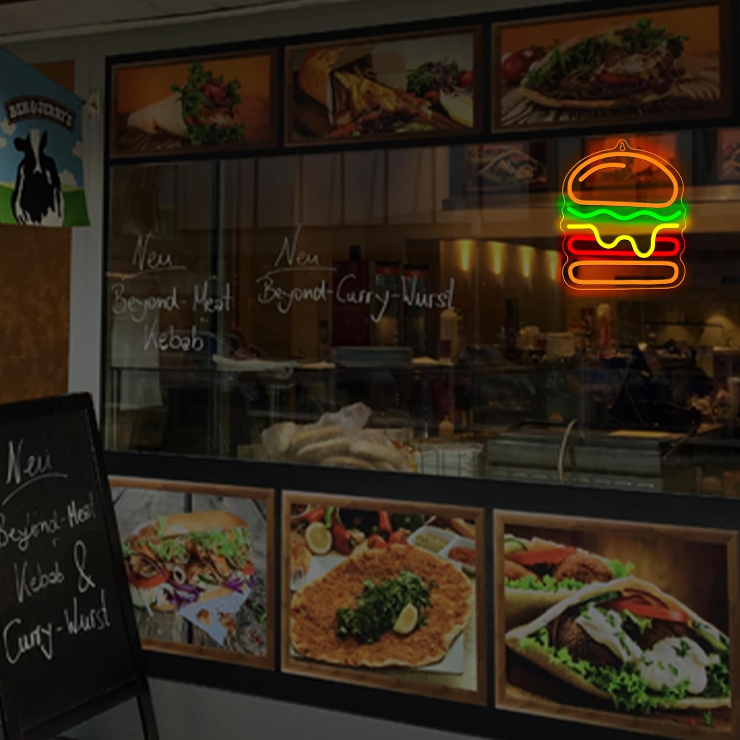 Burger Neon Sign met gelaagde  - Commercial Kitchen Light recensie en prijs