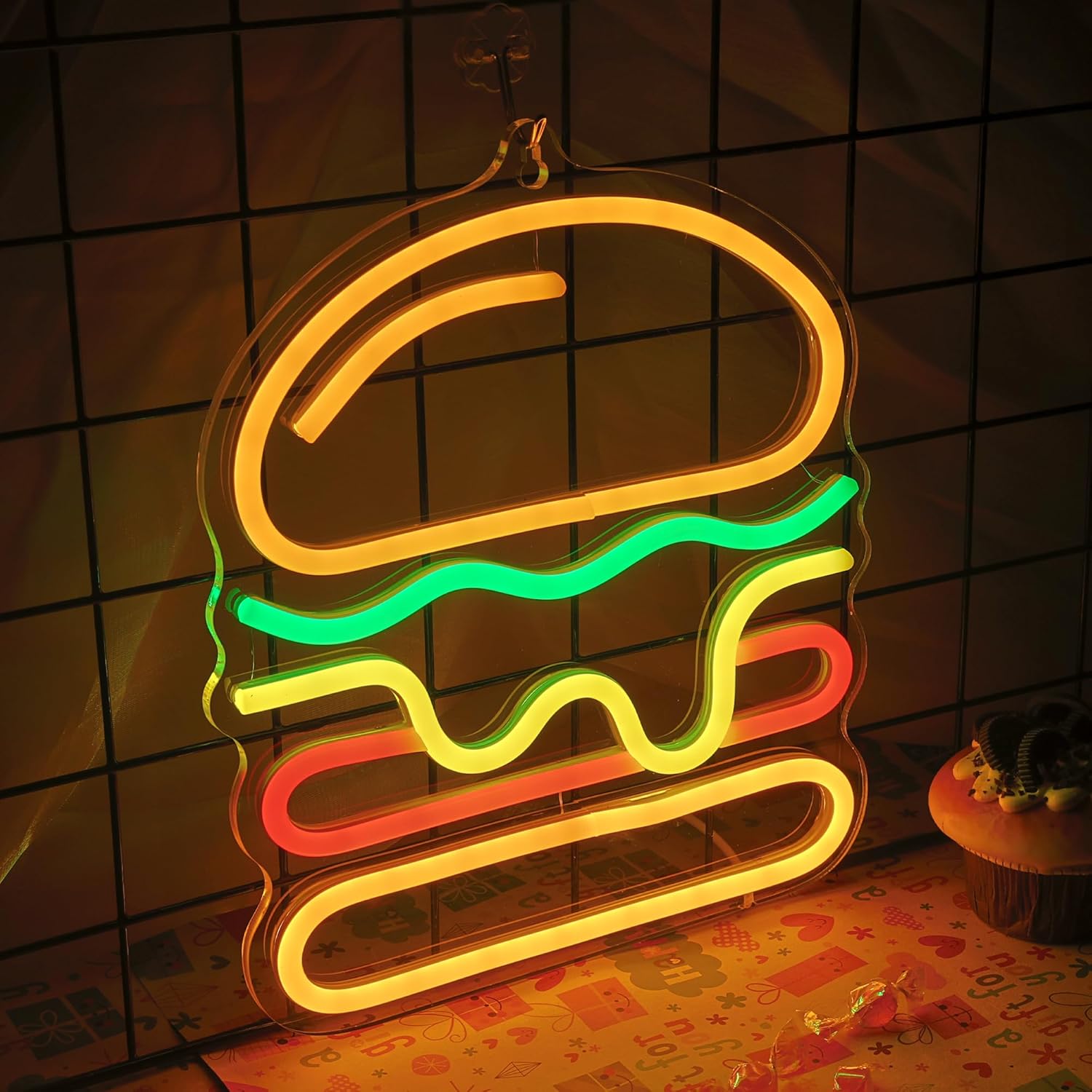 Burger Neon Sign met gelaagde  - Commercial Kitchen Light recensie en prijs