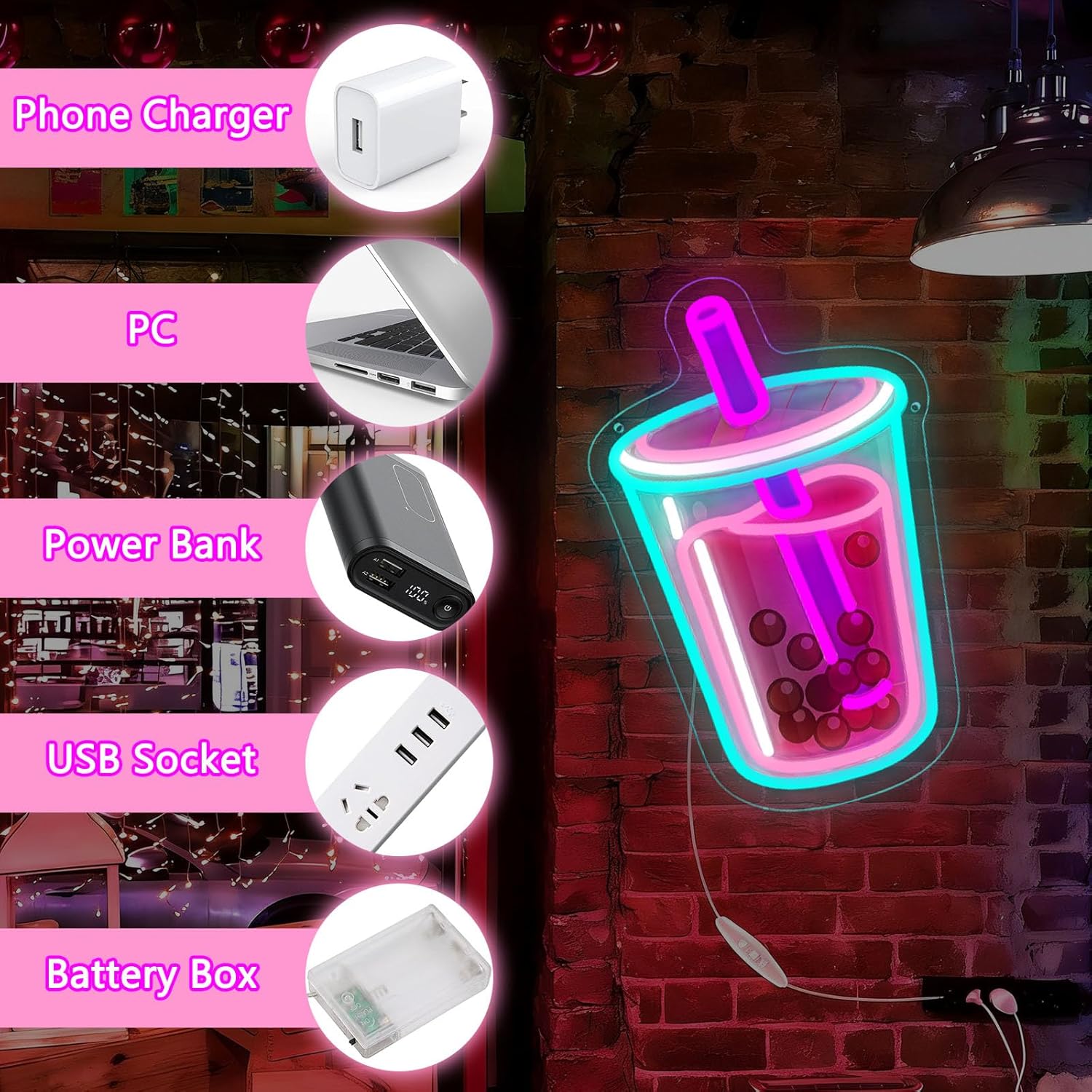 Bubble Tea Neon Sign USB-aange - Commercial Kitchen Light recensie en prijs
